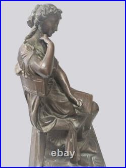 Antique Seth Thomas & Sons Orio Figural Clock 1870s Bronze Sculpture Works