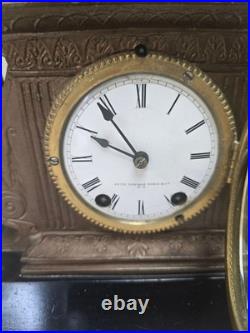 Antique Seth Thomas & Sons Orio Figural Clock 1870s Bronze Sculpture Works