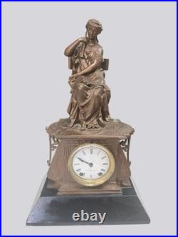 Antique Seth Thomas & Sons Orio Figural Clock 1870s Bronze Sculpture Works