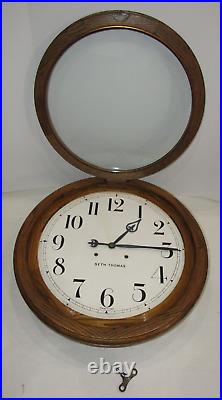 Antique Seth Thomas Thirty Day Gallery Timepiece Wall Clock 23.5, Key-wind
