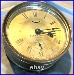 Antique Seth Thomas USA Ship Clock Quarterdeck 6 Runs with Key
