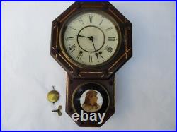 Antique Seth Thomas Usa Pendulum Wall Clock withGlass Wooden Box