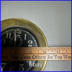 Antique Seth Thomas WWII Brass U. S. Ship Clock Working with Key Black Face Antique Seth Thomas WWII Brass U. S. Ship Clock Working with Key Black Face