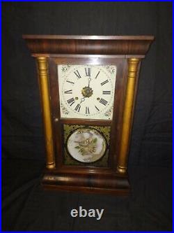 Antique Seth Thomas Wall Clock Weight Driven Reverse Painting Works