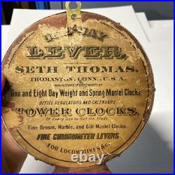 Antique Seth Thomas Wall Clock With Bell For Locomotives
