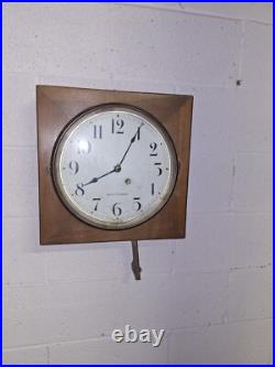 Antique Seth Thomas Wall/ Gallery Clock With Pendulum & Key Working 16 Square