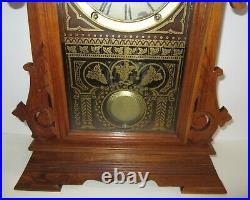 Antique Seth Thomas Walnut Kitchen Mantel Clock 8-Day, Time/Strike, Key-wind