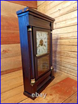 Antique Seth Thomas Weights Driven Clock THE GASOLINE CO. EST. 1940 WORKING
