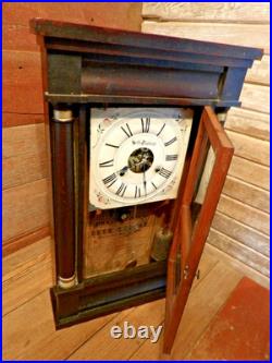 Antique Seth Thomas Weights Driven Clock THE GASOLINE CO. EST. 1940 WORKING