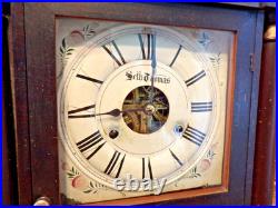 Antique Seth Thomas Weights Driven Clock THE GASOLINE CO. EST. 1940 WORKING