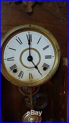 Antique-Seth Thomas Wood Clock numbered #298A Works Perfectly With Key June 1914
