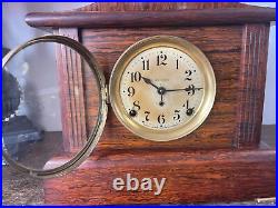 Antique Seth Thomas Wooden Celluloid Adamantine Mantel Clock, 13wide