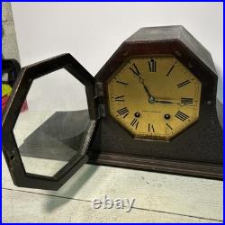 Antique Seth Thomas Wooden Mantel Clock No 19 Tambour. 8-Day with Key. No Pendulum