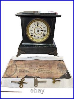 Antique Seth Thomas adamantine mantle clock With Keys and Certificate Works