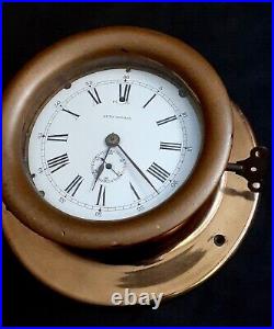 Antique Seth Thomas brass Ship's Clock w. Porcelain Dial, PERFECT