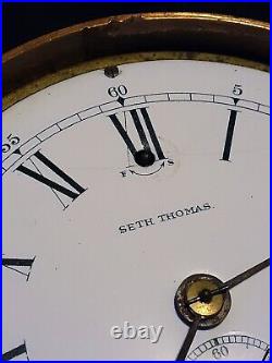 Antique Seth Thomas brass Ship's Clock w. Porcelain Dial, PERFECT