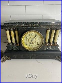 Antique Seth Thomas clock Adamantine mantle time lion detail Without Key