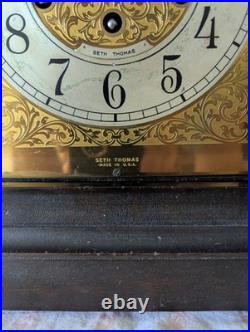 Antique Seth Thomas mantle clock, number 72, original tag, serviced in 1972, mah