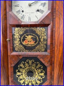 Antique Seth Thomas parlor clock no 1 rosewood reverse painted eagle empire 1860