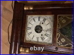 Antique Seth Thomas wall Clock #8752 Nance Reverse painted flower Rare Beautiful