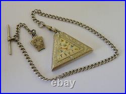 Antique Triangle Masonic Swiss Made Mechanical Sterling Silver Pocket Watch Vgc