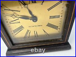 Antique Vernon SETH THOMAS 1920's 8 Day Gothic Mahogany Mantel Shelf Clock USA