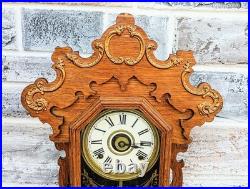 Antique Victorian 8 Day Seth Thomas Gingerbread Kitchen Mantle Shelf Clock Alarm