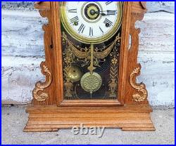Antique Victorian 8 Day Seth Thomas Gingerbread Kitchen Mantle Shelf Clock Alarm