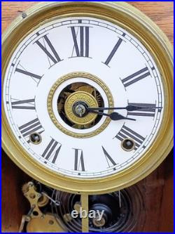 Antique Victorian 8 Day Seth Thomas Gingerbread Kitchen Mantle Shelf Clock Alarm