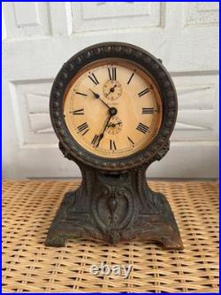 Antique Victorian Seth Tomas Metal Long Alarm Green Man Motifs Part Not Working