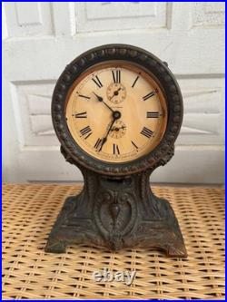 Antique Victorian Seth Tomas Metal Long Alarm Green Man Motifs Part Not Working