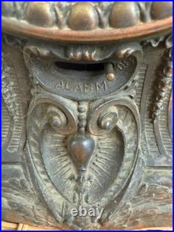 Antique Victorian Seth Tomas Metal Long Alarm Green Man Motifs Part Not Working Antique Victorian Seth Tomas Metal Long Alarm Green Man Motifs Part Not Working