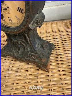 Antique Victorian Seth Tomas Metal Long Alarm Green Man Motifs Part Not Working