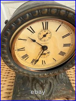 Antique Victorian Seth Tomas Metal Long Alarm Green Man Motifs Part Not Working