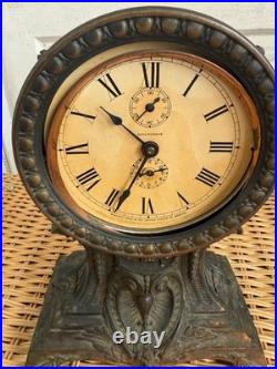 Antique Victorian Seth Tomas Metal Long Alarm Green Man Motifs Part Not Working