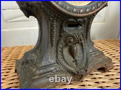 Antique Victorian Seth Tomas Metal Long Alarm Green Man Motifs Part Not Working