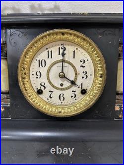 Antique Vintage ST 1880 Seth Thomas Adamantine 4 Column Lion Heads Table Clock