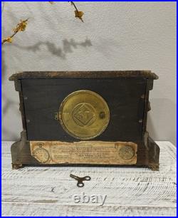 Antique Vintage ST 1880 Seth Thomas Adamantine 4 Column Lion Heads Table Clock