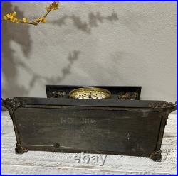 Antique Vintage ST 1880 Seth Thomas Adamantine 4 Column Lion Heads Table Clock
