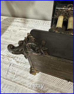 Antique Vintage ST 1880 Seth Thomas Adamantine 4 Column Lion Heads Table Clock