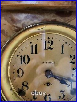Antique Vintage Seth Thomas Adamantine Mantle Clock With Key 1880
