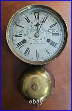 Antique WWI Seth Thomas Bottom Bell Wall Clock 320th Infantry Thanksgiving 1917 Antique WWI Seth Thomas Bottom Bell Wall Clock 320th Infantry Thanksgiving 1917