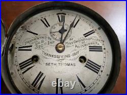 Antique WWI Seth Thomas Bottom Bell Wall Clock 320th Infantry Thanksgiving 1917 Antique WWI Seth Thomas Bottom Bell Wall Clock 320th Infantry Thanksgiving 1917
