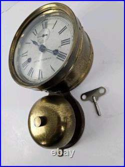 Antique WWI Seth Thomas Ship's Bell Strike'Bottom Bell' Brass Ship Wall Clock