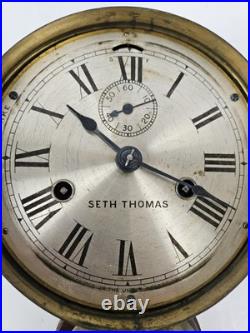Antique WWI Seth Thomas Ship's Bell Strike'Bottom Bell' Brass Ship Wall Clock