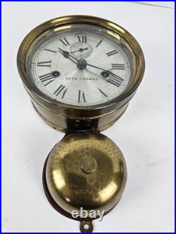 Antique WWI Seth Thomas Ship's Bell Strike'Bottom Bell' Brass Ship Wall Clock