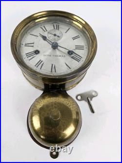 Antique WWI Seth Thomas Ship's Bell Strike'Bottom Bell' Brass Ship Wall Clock