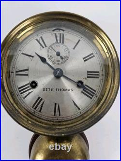 Antique WWI Seth Thomas Ship's Bell Strike'Bottom Bell' Brass Ship Wall Clock