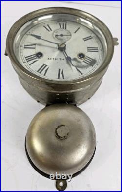 Antique WWI Seth Thomas Ship's Bell Strike'Bottom Bell' Nickel Ship Wall Clock Antique WWI Seth Thomas Ship's Bell Strike'Bottom Bell' Nickel Ship Wall Clock