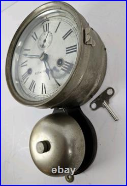 Antique WWI Seth Thomas Ship's Bell Strike'Bottom Bell' Nickel Ship Wall Clock Antique WWI Seth Thomas Ship's Bell Strike'Bottom Bell' Nickel Ship Wall Clock